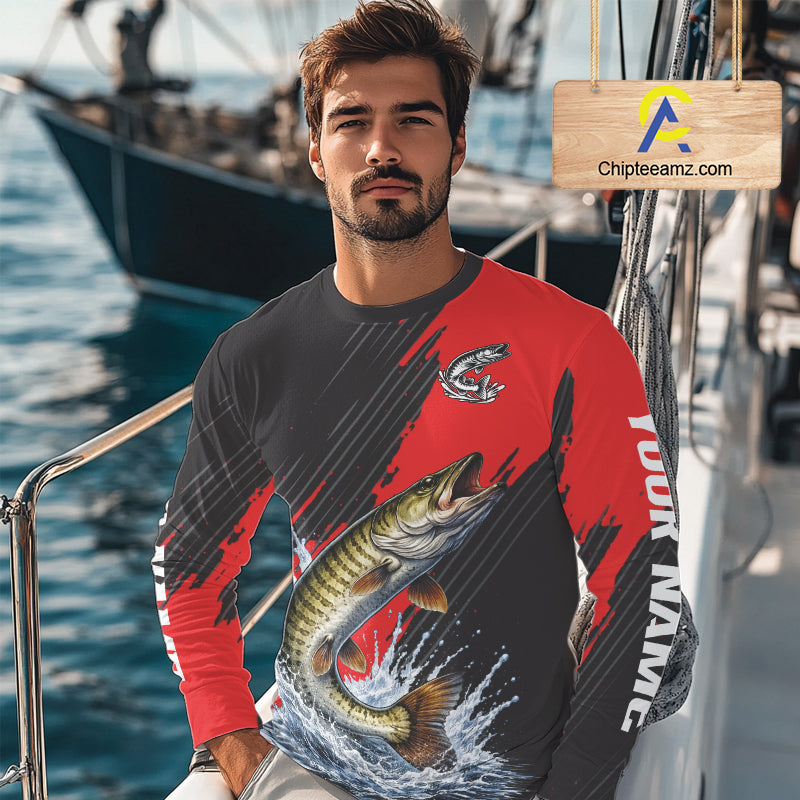 Musky Fishing Long Sleeve Tournament Shirts, Personalized Musky Fishing Jerseys NHT588