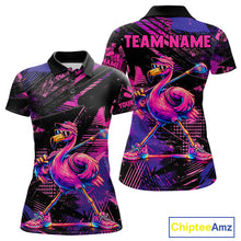 Load image into Gallery viewer, Funny Neon Flamingo Womens Golf Polo Shirt – Custom Personalized Golf Team Apparel 