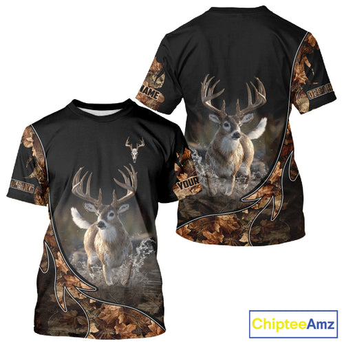 Deer Hunting Big Game Shirt 3D All Over Print, Black Camo Autumn, Custom Name Gift NHT164