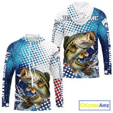 Load image into Gallery viewer, Design Texas Flag Bass Fishing Shirts, Texas Bass Fishing Shirts Long Sleeve Hooded NHT603