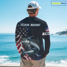 Load image into Gallery viewer, Chinook Salmon Fishing Shirts Long Sleeve American USA Flag Camo, Fishing Jersey For Men NHT961