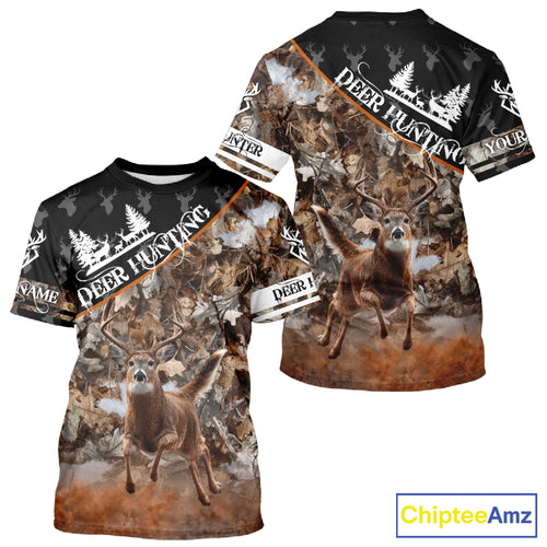 Best Whitetail Deer Hunting Shirt Black Brown Forest Camo 3D All Over Print For Deer Hunters NHT55