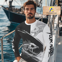 Load image into Gallery viewer, Personalized Fish Skeleton Fishing Shirts Jerseys, Fish Reaper Skull Fishing Shirts For Men NHT824