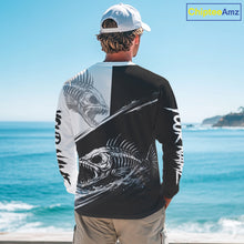 Load image into Gallery viewer, Personalized Fish Skeleton Fishing Shirts Jerseys, Fish Reaper Skull Fishing Shirts For Men NHT824