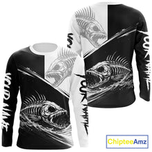 Load image into Gallery viewer, Personalized Fish Skeleton Fishing Shirts Jerseys, Fish Reaper Skull Fishing Shirts For Men NHT824