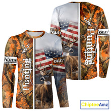 Load image into Gallery viewer, Custom Camouflage Deer Hunting With US Flag For Men, Hoodie Hunting Shirt NHT323