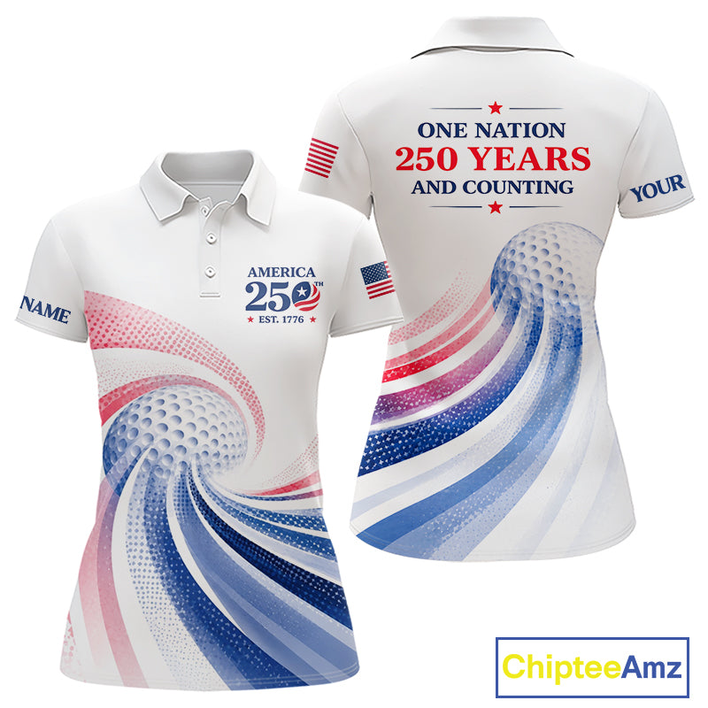 Women's Custom America 250Th Anniversary Golf Polo - Patriotic USA Flag Personalized Performance Jersey