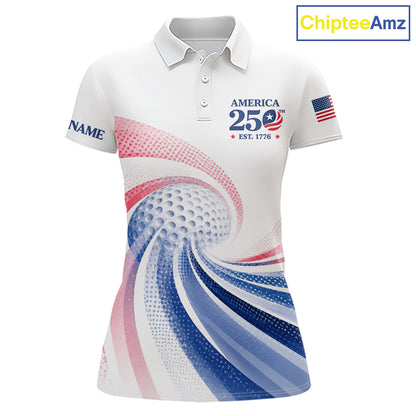 Women's Custom America 250Th Anniversary Golf Polo - Patriotic USA Flag Personalized Performance Jersey NHT981 - Women's S...