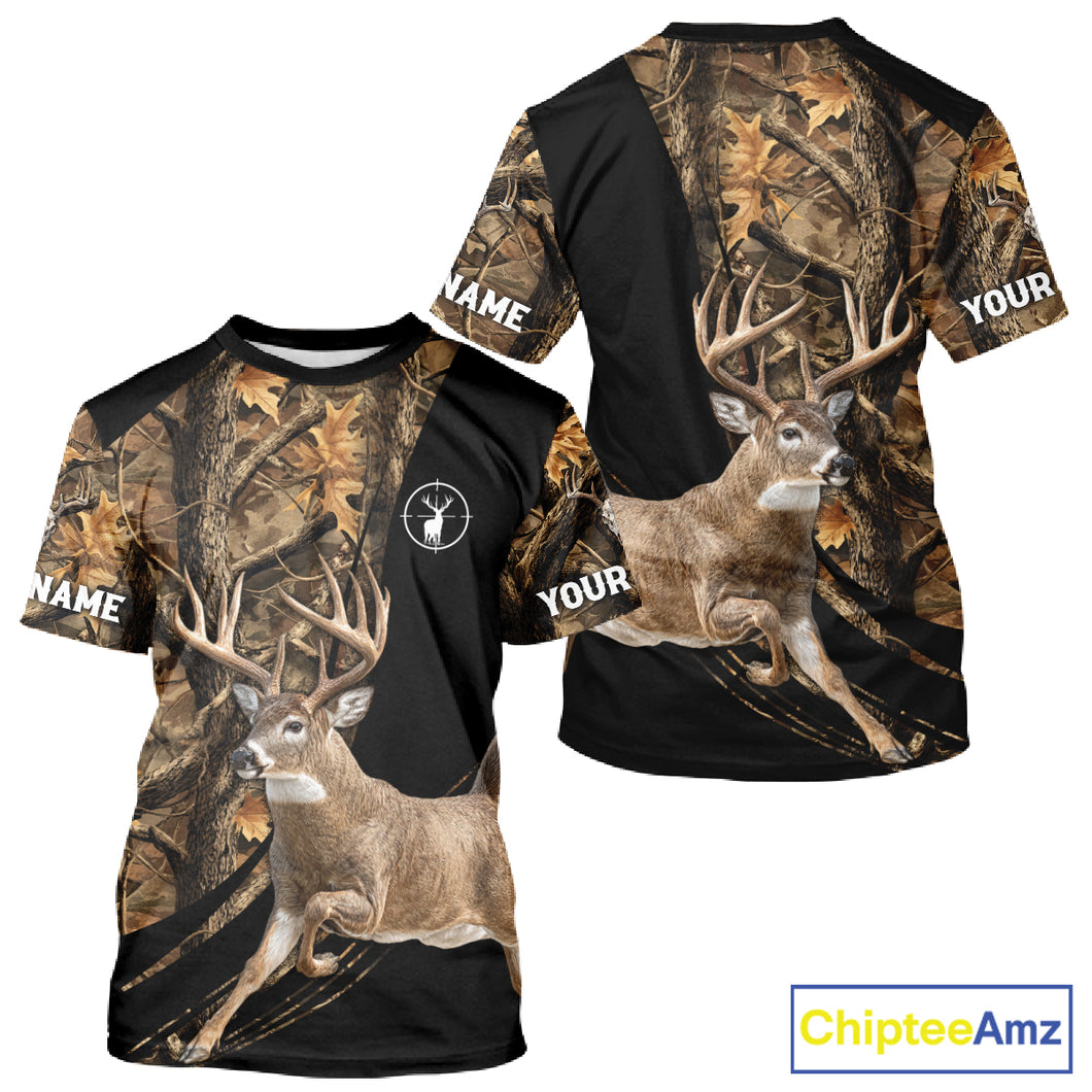 Whitetail Deer Hunting Black Brown Camo 3D All Over Print, Hunting Clothes for Deer Season NHT261