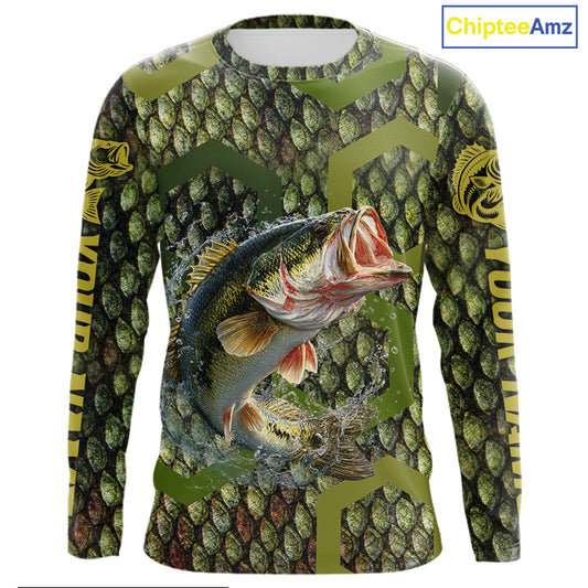 Custom Largemouth Bass Fishing Shirts Long Sleeve, Largemouth Bass Fishing Jerseys NHT378