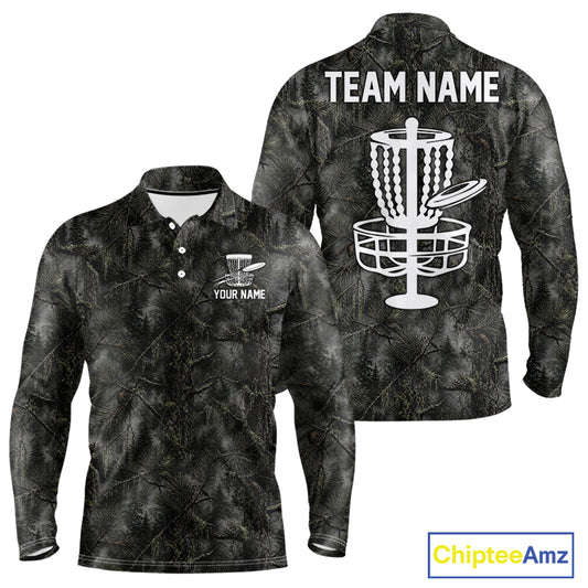 Camo Forest Disc Golf Polo Shirt Custom Name – Forest Camouflage Performance Polo Shirt NHT835