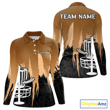 Load image into Gallery viewer, Womens Disc Golf Polo Shirts Custom Brown Gradient Grunge, Team Disc Golf Apparel Shirt NHT836