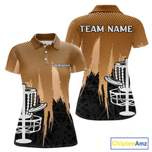 Load image into Gallery viewer, Womens Disc Golf Polo Shirts Custom Brown Gradient Grunge, Team Disc Golf Apparel Shirt NHT836