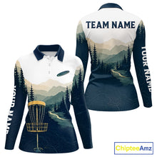 Load image into Gallery viewer, Green Mountain Landscape Disc Golf Womens Polo Shirt Custom Forest Disc Golf Shirt For Women NHT838