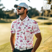 Load image into Gallery viewer, Funny Golf Polo Shirt For Mens Cherry Flamingo Golf Cart Pattern Summer Sport Top NHT841