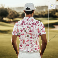 Load image into Gallery viewer, Funny Golf Polo Shirt For Mens Cherry Flamingo Golf Cart Pattern Summer Sport Top NHT841