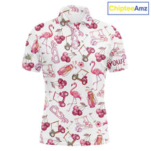 Load image into Gallery viewer, Funny Golf Polo Shirt For Mens Cherry Flamingo Golf Cart Pattern Summer Sport Top NHT841