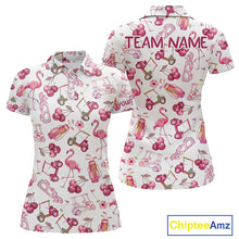 Load image into Gallery viewer, Funny Golf Polo Shirt For Womens Cherry Flamingo Golf Cart Pattern Summer Sport Top NHT841