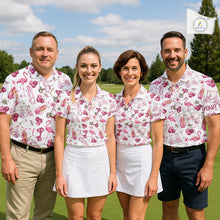 Load image into Gallery viewer, Funny Golf Polo Shirt For Mens Cherry Flamingo Golf Cart Pattern Summer Sport Top NHT841