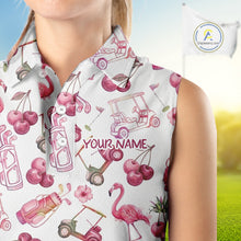 Load image into Gallery viewer, Funny Golf Polo Shirt For Womens Cherry Flamingo Sleeveless Womens Golf Cart Pattern Summer Sport Top NHT841