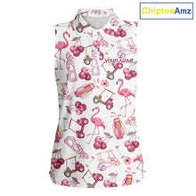 Load image into Gallery viewer, Funny Golf Polo Shirt For Womens Cherry Flamingo Sleeveless Womens Golf Cart Pattern Summer Sport Top NHT841