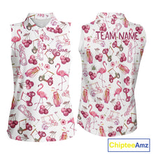 Load image into Gallery viewer, Funny Golf Polo Shirt For Womens Cherry Flamingo Sleeveless Womens Golf Cart Pattern Summer Sport Top NHT841