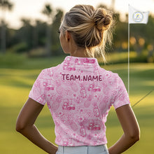 Load image into Gallery viewer, Funny Womens Golf Polo Shirt Pineapple Floral Golf Cart Pattern All Over Print Tropical Performance Top NHT842