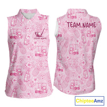 Load image into Gallery viewer, Funny Sleeveless Womens Golf Polo Shirt Pineapple Floral Golf Cart Pattern All Over Print Tropical Performance Top NHT842