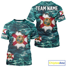 Load image into Gallery viewer, Florida Flag Fish Water Camo Custom T - Shirt Fishing Shirts, Performance Fishing Shirts For Men NHT847