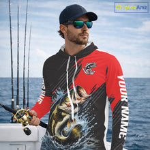 Load image into Gallery viewer, Largemouth Bass Fishing Long Sleeve Hooded Tournament Shirts, Personalized Bass Fishing Jerseys NHT431