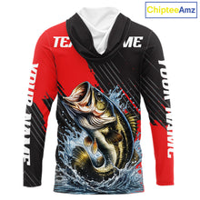 Load image into Gallery viewer, Largemouth Bass Fishing Long Sleeve Hooded Tournament Shirts, Personalized Bass Fishing Jerseys NHT431