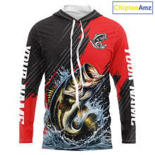 Load image into Gallery viewer, Largemouth Bass Fishing Long Sleeve Hooded Tournament Shirts, Personalized Bass Fishing Jerseys NHT431