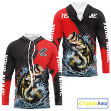 Load image into Gallery viewer, Largemouth Bass Fishing Long Sleeve Hooded Tournament Shirts, Personalized Bass Fishing Jerseys NHT431