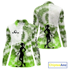 Load image into Gallery viewer, White And Green Womens Tie Dye Golf Polo Shirts Custom Golf Human Golf Team Polo Shirts NHT622