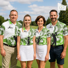 Load image into Gallery viewer, White And Green Mens Tie Dye Golf Polo Shirts Custom Golf Human Golf Team Polo Shirts NHT622