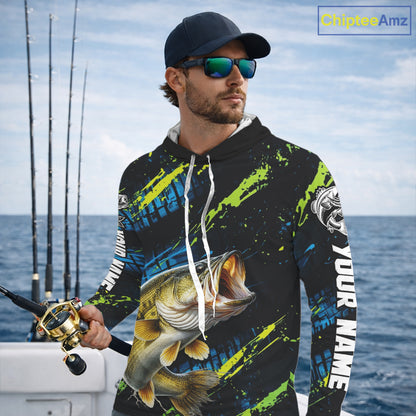 Personalized Bass Fishing Sport Jerseys For Men, Bass Fishing Shirt Long Sleeve Hooded NHT494