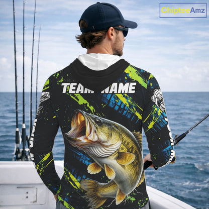 Personalized Bass Fishing Sport Jerseys For Men, Bass Fishing Shirt Long Sleeve Hooded NHT494