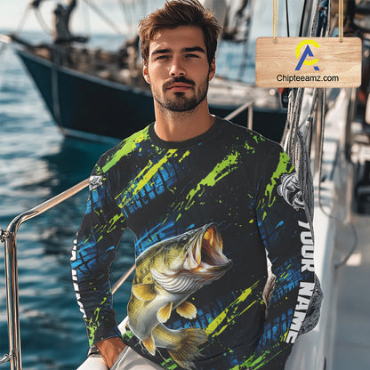 Personalized Bass Fishing Sport Jerseys For Men, Bass Fishing Shirt Long Sleeve NHT494