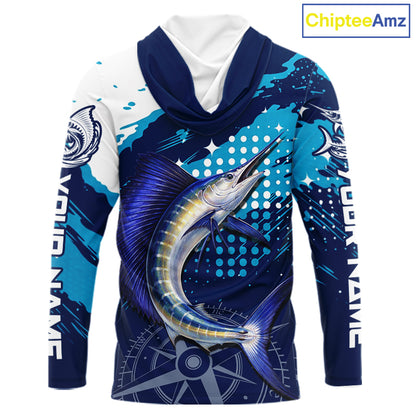Custom Sailfish Hooded Long Sleeve Fishing Shirts For Men, Design Sailfish Fishing Jerseys NHT632