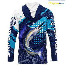 Load image into Gallery viewer, Custom Sailfish Hooded Long Sleeve Fishing Shirts For Men, Design Sailfish Fishing Jerseys NHT632