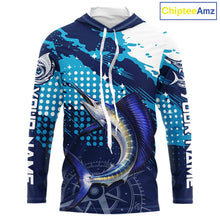 Load image into Gallery viewer, Custom Sailfish Hooded Long Sleeve Fishing Shirts For Men, Design Sailfish Fishing Jerseys NHT632