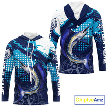 Load image into Gallery viewer, Custom Sailfish Hooded Long Sleeve Fishing Shirts For Men, Design Sailfish Fishing Jerseys NHT632