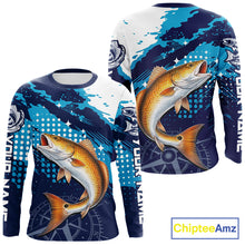 Load image into Gallery viewer, Custom Redfish Long Sleeve Fishing Shirts For Men, Design Redfish Fishing Jerseys NHT636