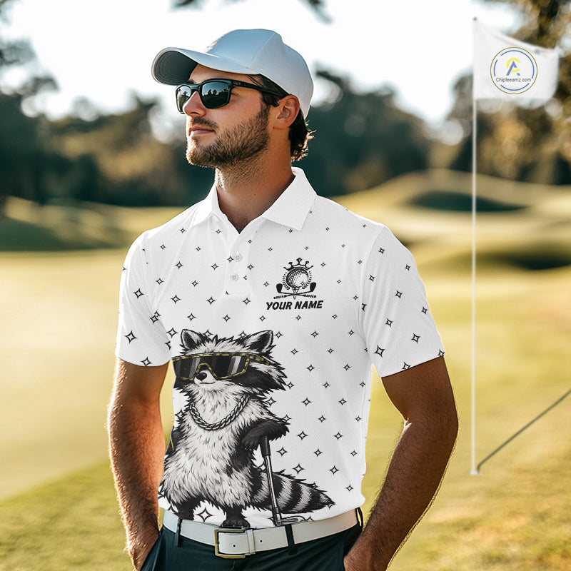 Funny Raccoon Golf Polo Shirt Custom Team Name Personalized Golf Team Polo Gift For Men