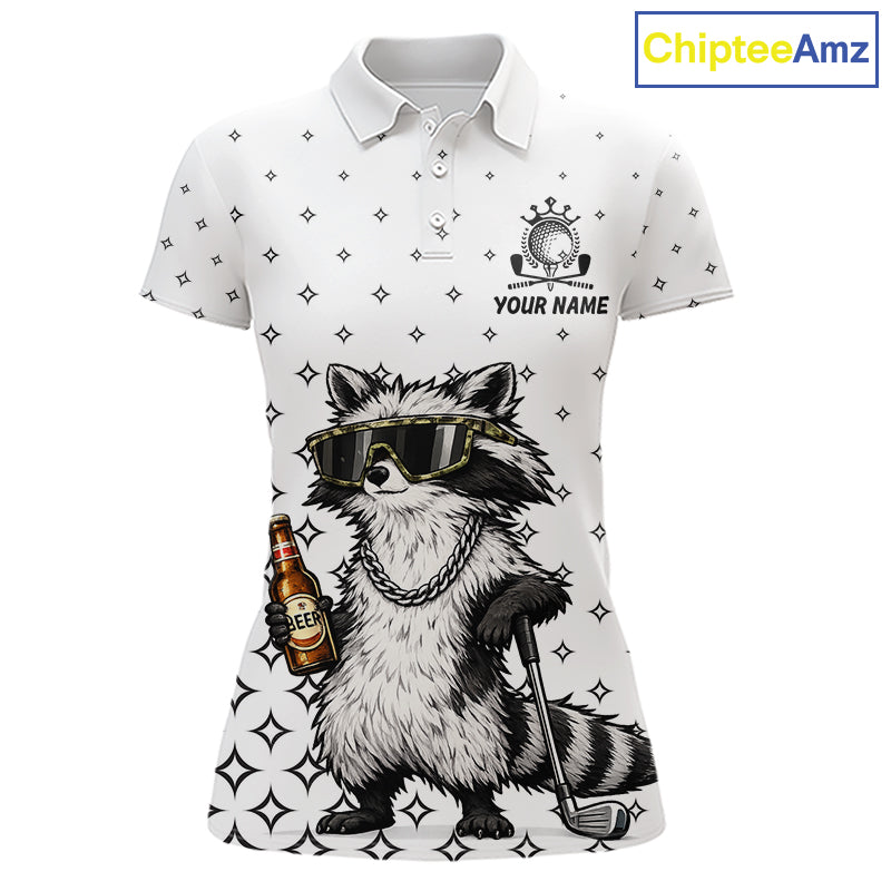 Funny Raccoon Golf Polo Shirt Custom Team Name Personalized Golf Team Polo Gift For Womens