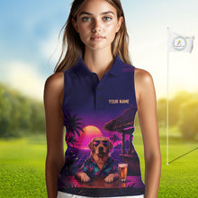 Load image into Gallery viewer, Retro Dog Womens Sleeveless Golf Polo Shirt Personalized Name Summer Beach Beer Golf Shirt Gift For Dog Lover