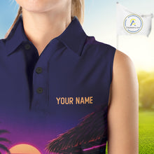 Load image into Gallery viewer, Retro Dog Womens Sleeveless Golf Polo Shirt Personalized Name Summer Beach Beer Golf Shirt Gift For Dog Lover