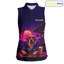 Load image into Gallery viewer, Retro Dog Womens Sleeveless Golf Polo Shirt Personalized Name Summer Beach Beer Golf Shirt Gift For Dog Lover