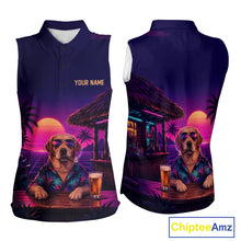 Load image into Gallery viewer, Retro Dog Womens Sleeveless Golf Polo Shirt Personalized Name Summer Beach Beer Golf Shirt Gift For Dog Lover