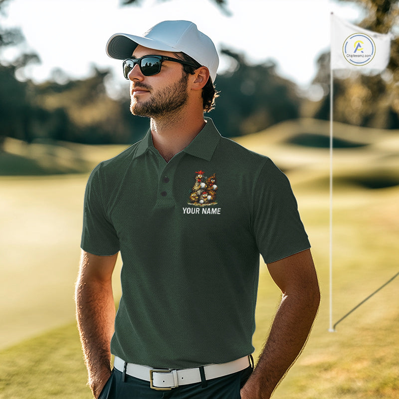 Funny Chicken Golf Polo Shirt Custom Team Name Personalized Golfer Polo Funny Rooster Golf